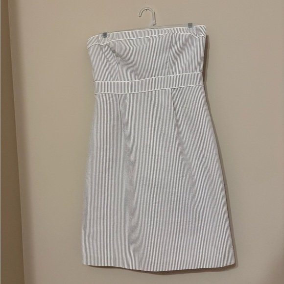 Merona Women's PS Gray Strapless A-line Striped Knee Length Dress - Picture 2 of 4